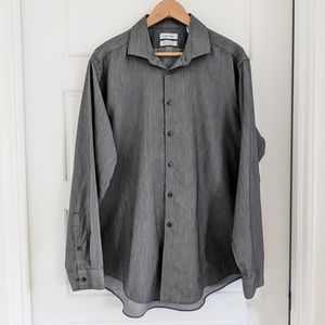 Men's Gray Long Sleeve Button Down Slim Fit Non Iron Performance Dress Shirt